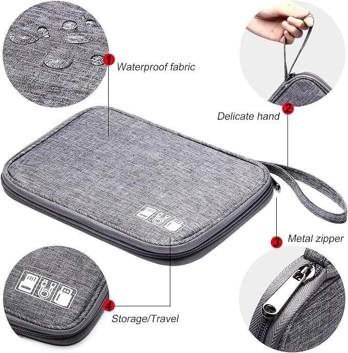 SELLYFELLY Travel Electronics Organizer Portable Cable Organizer Bag for Storage Electronic Accessories Case for Cord,Phone,Charger,Flash Drive (Gray) - Image 4