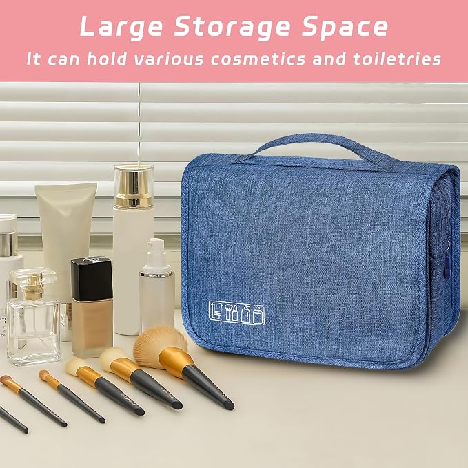 Toiletry Bag Travel Bag with Hanging Hook for Women Men,Navy Blue | Waterproof Small Capacity Hanging Multifunctional Makeup Bag for Toiletries, Portable Cosmetic Bag Travel Organizer - Image 6