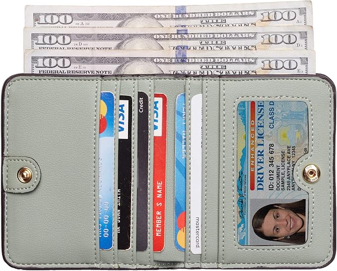 Toughergun Women’s Small Slim Leather Wallet with RFID Protection, Compact Bifold Mini Purse with Clear ID Window - Image 2
