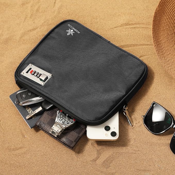 KOSMCCO Anti Theft Beach Locking Bag, Portable Travel Safe, Black | Lockable Design, Holds Phone Wallet and Keys, Compact and Durable, Ideal for Beach Pool and Vacation - Image 3