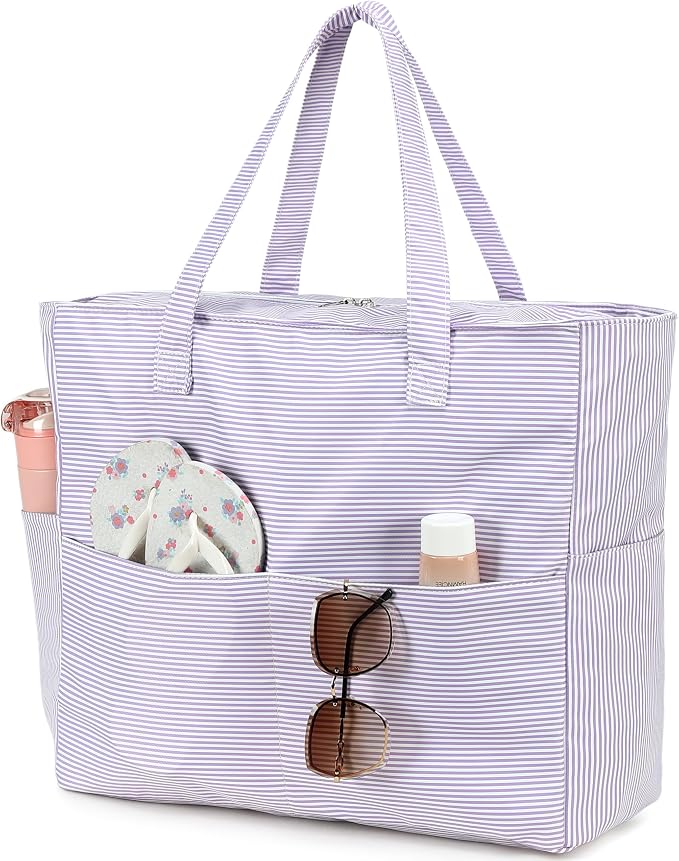 LEDAOU Beach Bag Waterproof Sandproof Women Beach Tote Pool Bag with Zipper for Swim Gym Grocery Travel with Wet Pocket | Sandproof - Image 9