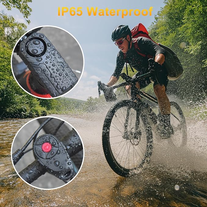 113dB Wireless Bicycle Alarm with Red Button Remote | IP65 Waterproof Bike Alarm,Adjustable Sensitivity,Universal Remote Strap for All Handlebar Sizes,for Motorcycle - Image 4