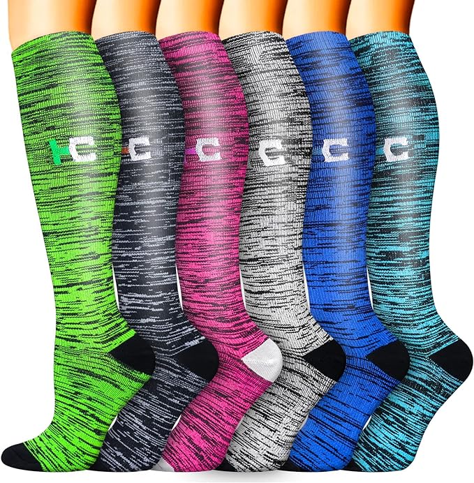 Sooverki Compression Socks for Women & Men 6 Pairs is Best Supportive Knee High Stockings for Circulation, Travel, Nurses by Sooverki