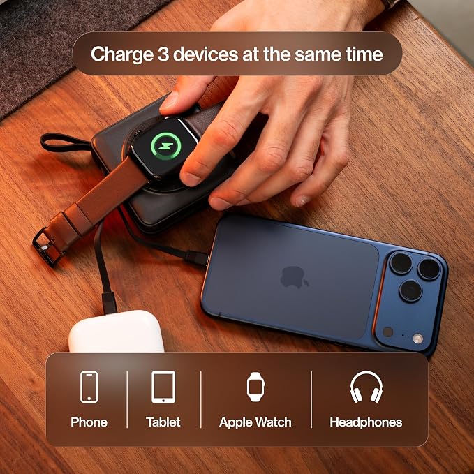 Statik SmartCharge (Gen 2) Power Bank, 5-in-1 Travel Charger, Wall Plug & Built-in USB C Cables, Watch Charger for Apple Watch, 10000mAh, European Adapter, Compatible with iPhone, iPad, Samsung - Image 3