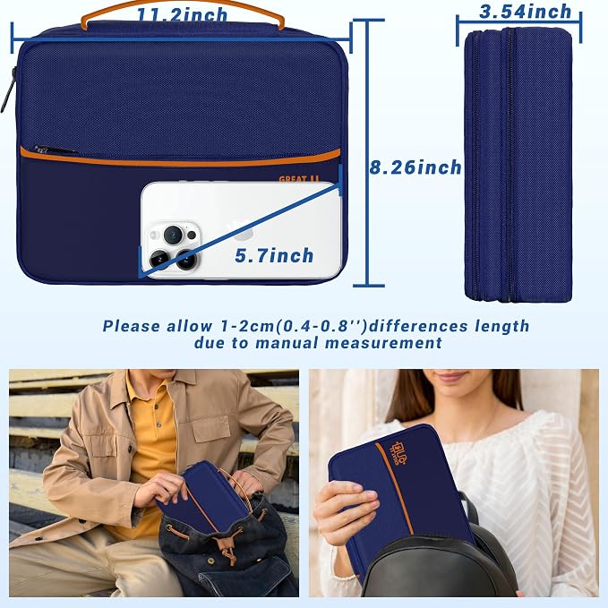 Electronics Organizer,Travel Cord Organizer Pouch,Cable Organizer Bags | Waterproof Electronic Accessories Storage Case for Cables, Cords, Charger, Phone (Three Layer-NavyBlue) - Image 3