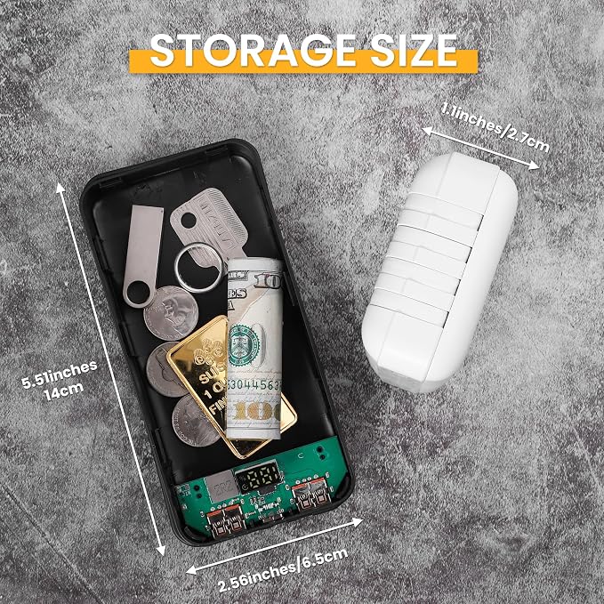 BarGifts Hidden Safe Power Bank, Fake Power Charger Diversion Safe, Large Hidden Storage Box, Secret Safe Keeps Cash, Keys, Jewelry, and Valuables for Home, Travel, and Office- White - Image 2