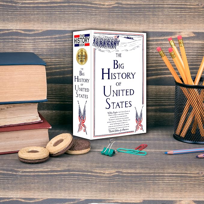 US History Book Safe with Real Pages, Combination Lock Diversion Safe Box | Hidden safe box and hollow storage compartment for cash money. Decorative book box stash case for passport savings - Image 8