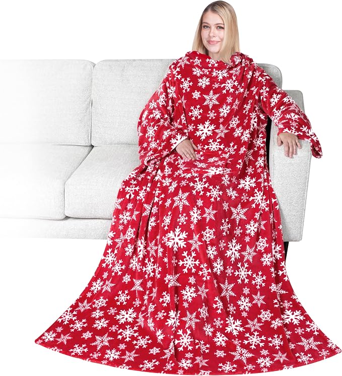 PAVILIA Wearable Blanket with Sleeves for Adult Women Men, Cozy Fleece Warm Wrap Throw with Arms, Gifts for Christmas, Wife by PAVILIA