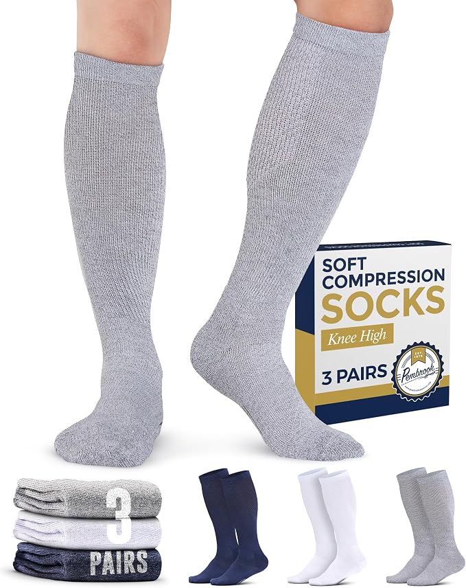Pembrook® Light Compression Socks for Men & Women - 3 Pairs | 8-15 mmhg Compression Dress Socks for Men | Support Socks by Pembrook