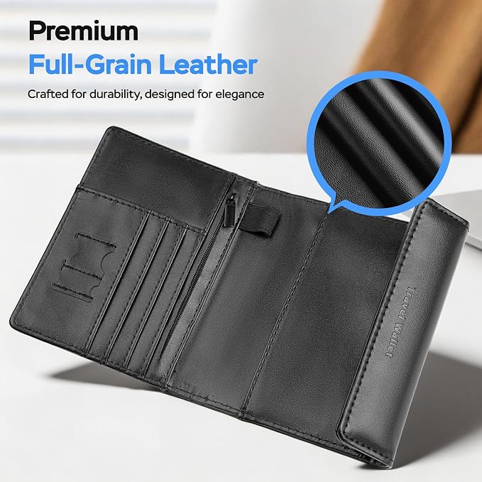 MiLi Smart Passport Holder with Bluetooth Tracker for iOS & Android | Works with Apple Find My & Google Find Hub, Leather Passport Holder for Travel, Never Lose Your Passport Again - Image 4
