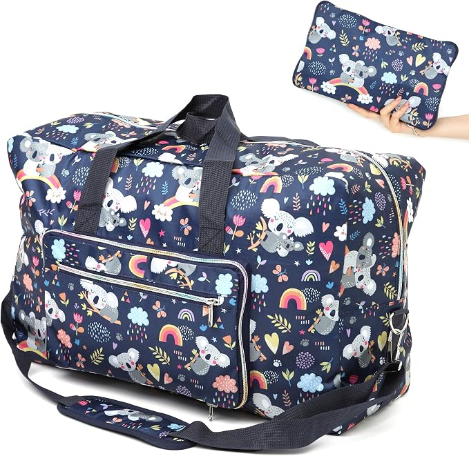 22" Foldable Large Travel Duffel Duffle Bag Sports Gym Tote Bag For Women Overnight Carryon Weekend Bag Shoulder Bag Water Resistant by Unknown