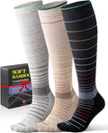 Bamboo Viscose Compression Socks with Reinforced Sole - Knee High Womens Support Socks with Seamless Toe, 18-25 mmHg by Bbfrey