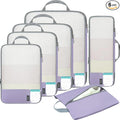BAGAIL Lightweight Compression Packing Cubes for Travel, 6 Set,Dusty Purple | Salis Nylon Fabric,Anti-Tearing,Save Space,SBS Zippers,Packing List,PVC Tag Pocket,Custom Labels,Visible Mesh,Portable Handel by BAGAIL