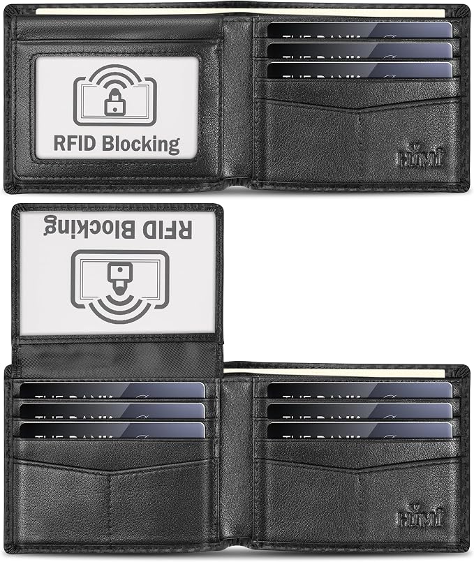 HIMI Wallet for Men-Genuine Leather RFID Blocking Bifold Stylish Wallet With 2 ID Window by WelcometoHIMI