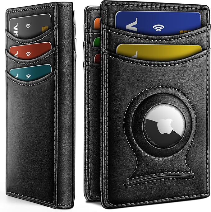 BULLIANT Magnetic Slim Leather Airtag Wallet Money Clip For Men 12Cards | RFID Blocking | Easy Access | Gift Boxed | Pocket Fit by BULLIANT
