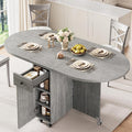 Jocoevol Round Folding Dining Table for 4, Space Saving Drop Leaf Kitchen Table with Storage Drawer, 6 Wheels Oval Gateleg Foldable Dining Table for Small Spaces(Grey 47 * 23.6 * 30) by JOCOEVOL