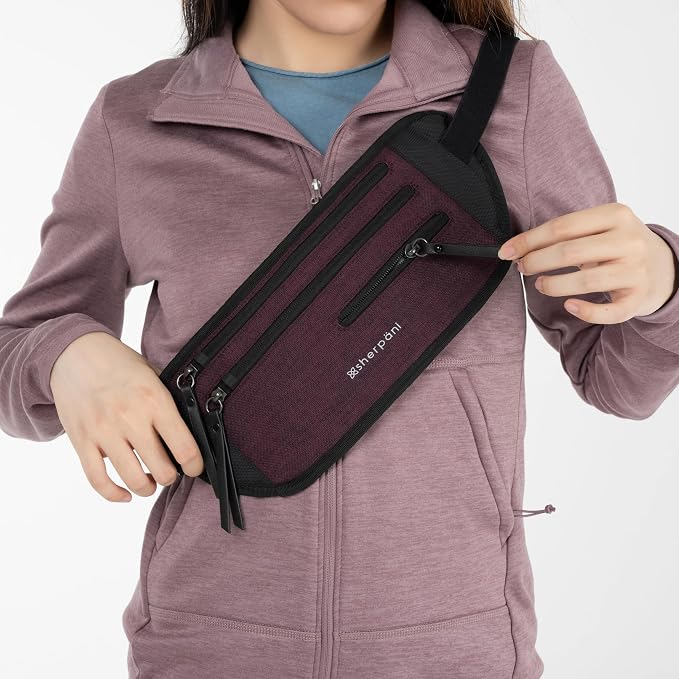 Sherpani Jett, Travel Money Belt, Secure Waist Bag, Slim Passport Holders, Blocking Hidden Wallet Belt Bag, Fanny Pack for Women, Travel Gift, RFID Protection (Merlot Lite) - Image 2