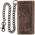 F&L CLASSIC RFID Blocking Mens Tri-fold Long Style Cowhide Leather Steel Chain Wallet,brown eagle/flag,212-101 by FLCLASSIC