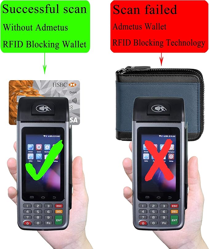 Admetus Mens RFID Blocking Wallets Zipper Leather Wallet for Men Bifold RFID Card Holder - Image 6