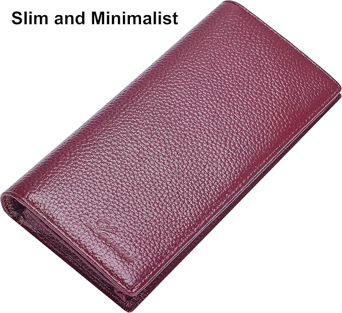 Ultra Slim Thin Leather Women Wallet RFID Blocking Credit Card Holder Bifold Long Ladies Billfold - Image 2