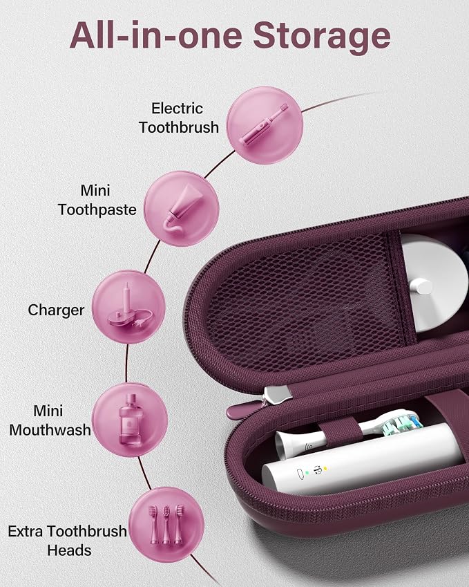 ProCase Toothbrush Travel Case for Oral-B/Oral-B Pro 1000 1500 5000 7000 7500 6000 9600/Philips Sonicare 4100 5100 1100 6100 5300 Oral-B iO Electric Toothbrush Portable Hard Container -Plum - Image 6