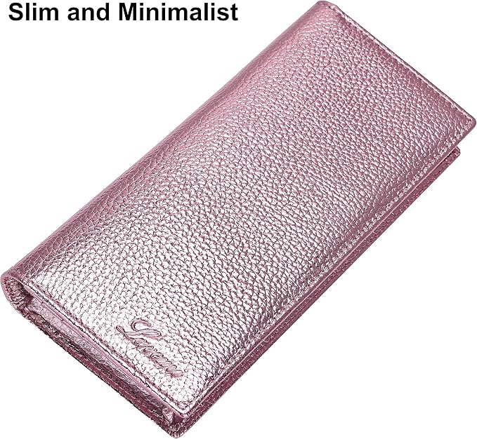Ultra Slim Thin Leather Women Wallet RFID Blocking Credit Card Holder Bifold Long Ladies Billfold - Image 2