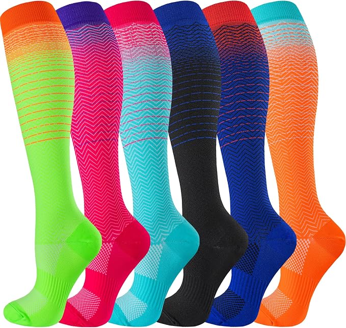 cerpite Compression Socks for Women & Men 6 Pairs Knee High Compression Socks 20-30 mmhg Best for Running,Nurse,Travel by Cerpitesportsstyles