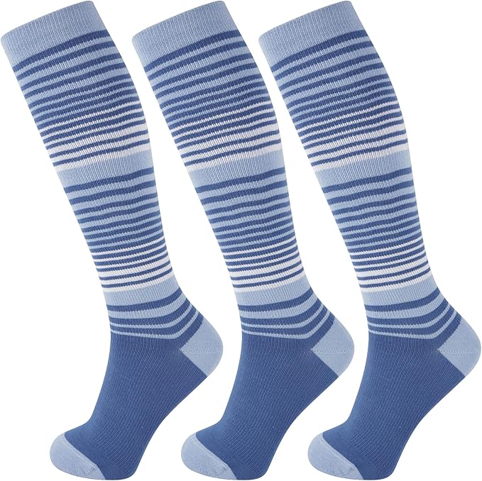+MD 3 Pairs Bamboo Viscose Compression Socks for Women Men 15-20mmHg Knee High Support Stockings for Pregnancy Nurse Travel by MD