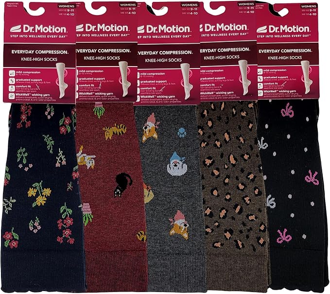 Dr. Motion Compression Knee High Socks for Women - 5 Pairs Pack - Image 2