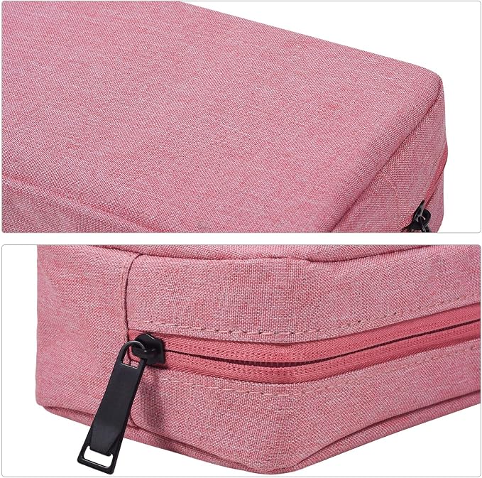 dealcase Electronic Accessories Organizer, Durable Small Electronics Accessories Storage Bag Compatible Laptop Charger Various USB,Cables,Cords and Power Travel Gadget Carry Bag,Pink(Small+Big) - Image 5