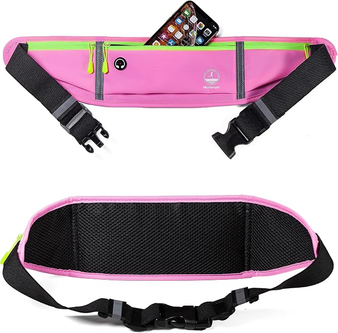 Running Belt Slim Fanny Pack Jogging Pouch Phone Holder Waist Pack - Pink - Image 4