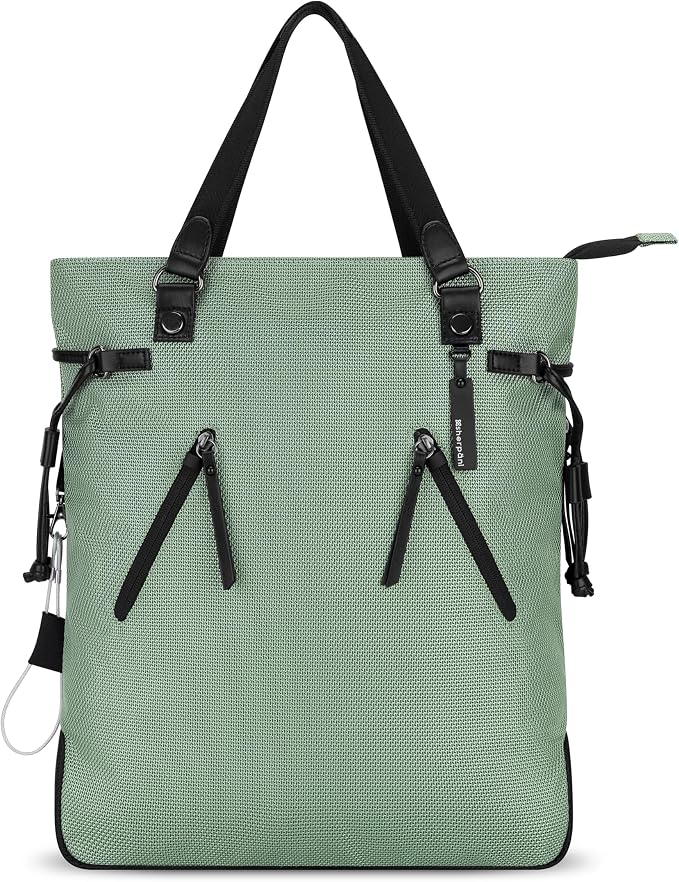 Sherpani Tempest, Anti Theft Convertible Backpack Tote, 14L Travel Backpack, Travel Gifts for Women, Handbags, RFID Protection, Metal Hardware, Fits 15” Laptop (No Sleeve) (Aloe Mist Signature) by SHERPANI