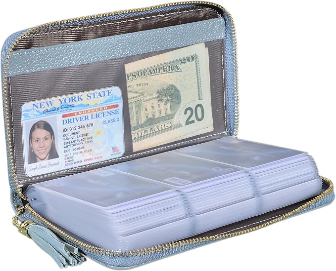 Easyoulife Credit Card Holder Wallet Womens Zipper Leather Case Purse RFID Blocking by Easyoulife