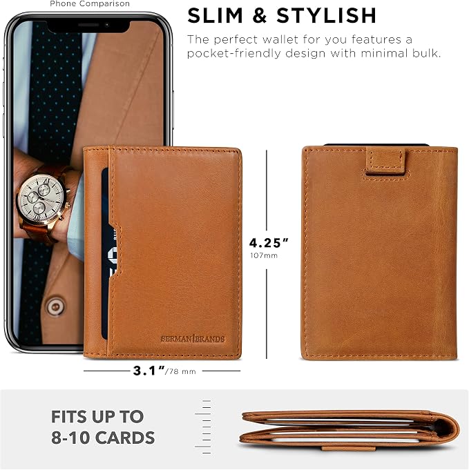 SERMAN BRANDS - Wallets for Men Slim Mens leather RFID Blocking Minimalist Card Front Pocket Bifold Travel Thin - Image 3