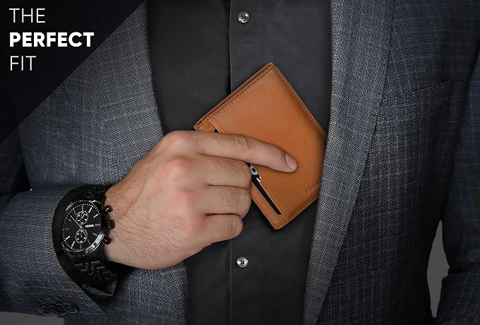 SERMAN BRANDS - Wallets for Men Slim Mens leather RFID Blocking Minimalist Card Front Pocket Bifold Travel Thin - Image 2