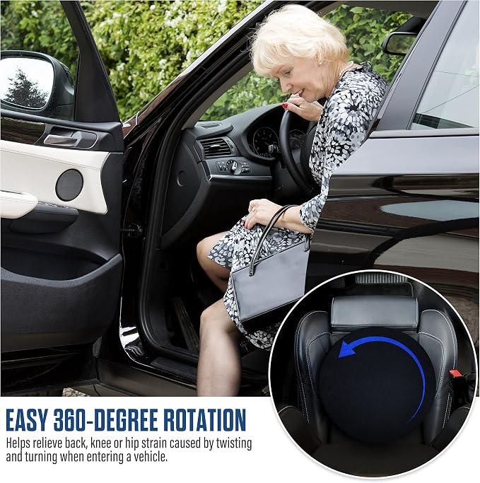 HealthSmart 360 Degree Swivel Seat Cushion, Chair Assist for Elderly, Swivel Seat Cushion for Car, Twisting Disc, Black, 15 Inches in Diameter - Image 3
