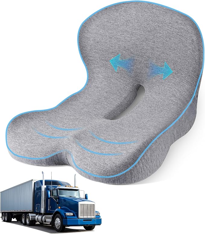 Truck Driver Seat Cushion, Memory Foam L-Shaped Ergonomic Cushion for Office Chairs, Comfort & Support for Long Sitting by jpinlr