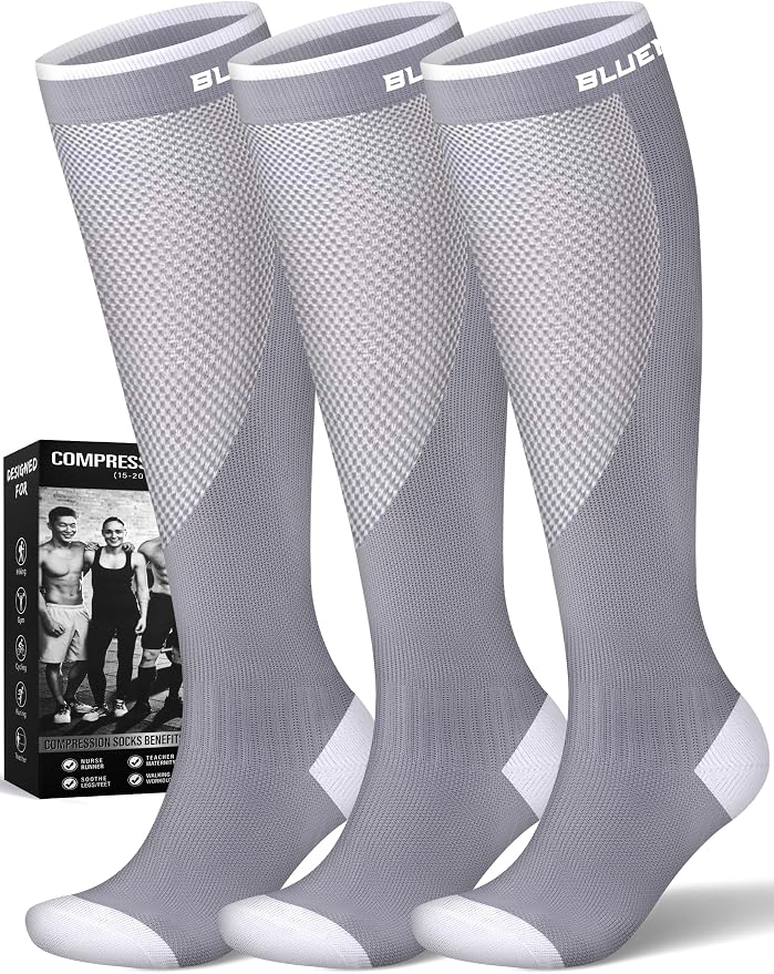 Compression Socks for Women and Men(3 Pairs)15-20mmHg - Best Circulation Support Socks by Bluemaple
