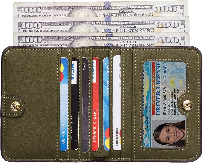 Toughergun Women’s Small Slim Leather Wallet with RFID Protection, Compact Bifold Mini Purse with Clear ID Window - Image 2