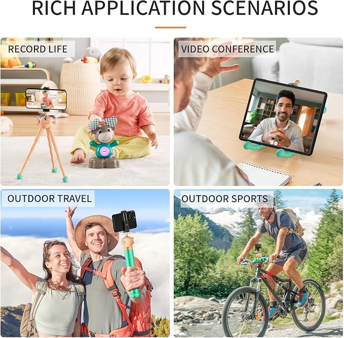 Phone Tripod with Wireless Remote - 2 in 1 Replaceable Flexible Tripod for iPhone, Portable Selfie Stick for Video Recording Vlogging - Compatible with iPhone Android Go Pro, Digital Camera - Image 6