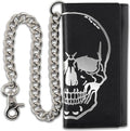 F&L CLASSIC RFID Blocking Mens Tri-fold Long Style Leather Steel Chain Wallet,black skull,212-50 by FLCLASSIC