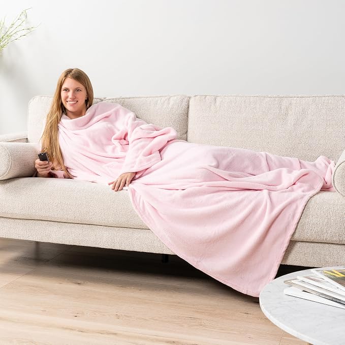 PAVILIA Wearable Blanket with Sleeves for Adult Women Men, Cozy Fleece Warm Wrap Throw with Arms, Gifts for Christmas, Wife - Image 4