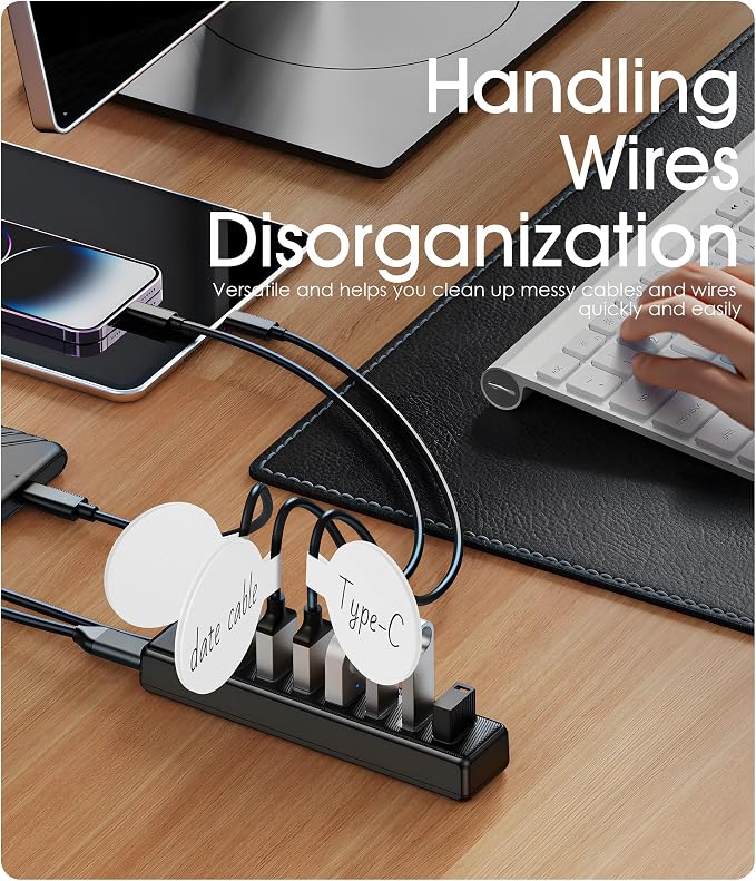 32Pcs Cable Cord Labels and Black Cable Ties Set for Electronics | 20 Cable Ties+12 Cord Labels Cable Management Set for Organizing Wires and Identification, Office Desk Wire Organization - Image 5