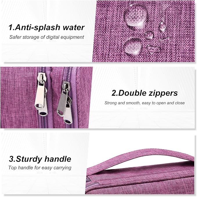 SELLYFELLY Electronic Bag Travel Cable Accessories Bag Waterproof Double Layer Electronics Organizer Portable Storage Case for Cable, Cord, Charger, Phone, Adapter, Power Bank, Kindle, Hard Drives - Image 5