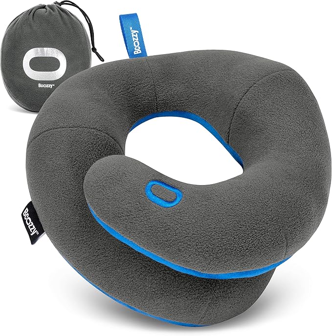 BCOZZY Kids Travel Neck Pillow (3-7 Y/O)- Patented Soft Toddler Pillow for Head & Chin Support in Car Seat, Airplane, and Road Trip Sleeping. Adjustable Size. Fully Washable. Carry Bag. Small, Gray by BCOZZY