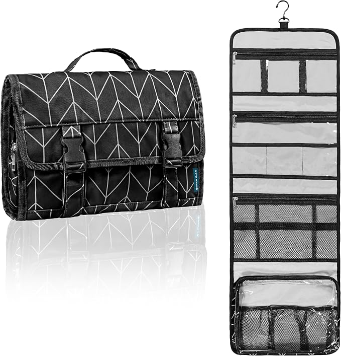PAVILIA Travel Hanging Toiletry Bag for Women Men, Large Capacity Makeup Bag Kit, Waterproof Cosmetic Storage Organizer Case for Bathroom Shower by PAVILIA