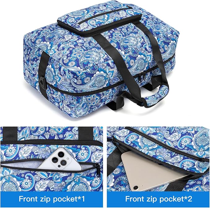 F.FETIVIN Weekender Bag Carry On Travel Duffle Bag Medium Overnight Bag for Women (Blue Paisley) - Image 5