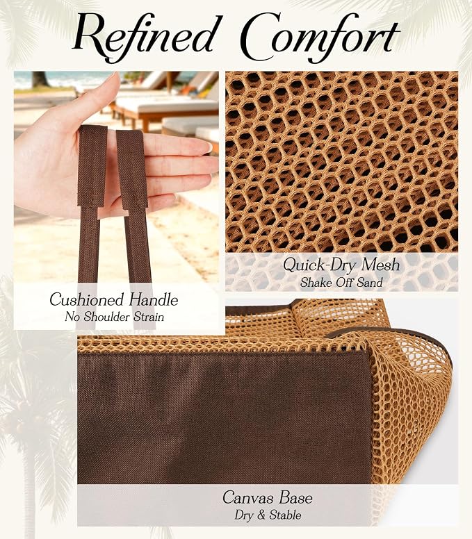 Cruise Essentials Beach Bag for Women, Mesh Tote with Detachable Pouch | Chic Design - Image 6