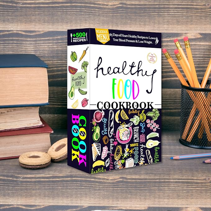 Cookbook Book Safe with Real Paper Pages - Healthy Food Theme Kitchen Diversion Safe with Key Lock & 2 Keys - 9.3"x6.1"x2.3" Hidden Storage Compartment Metal Security Box (Health Food-Key) - Image 9