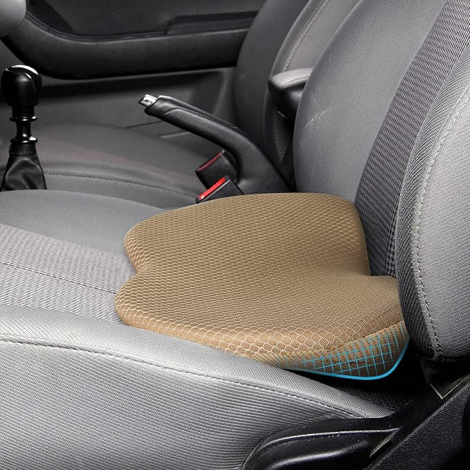 Livtribe Car Seat Cushion, Comfortable Wedge Seat Cushion for Driving | Memory Foam Seat Pad, Breathable Mesh Cover, Non-Slip Bottom, Pressure Relief, Improved Forward View, Road Trip Essentials by Livtribe